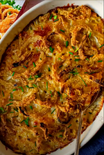 Potato Casserole Topped with Crispy Onions