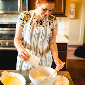 Preparing Peach Cobbler Dessert